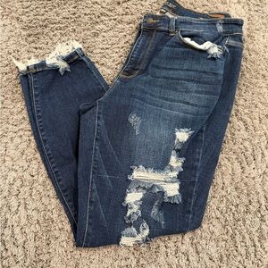 Judy Blue Ripped Dark Blue Skinny Jeans